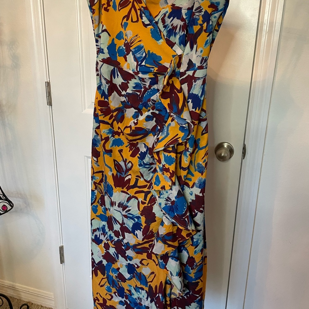 Rent the Runway Prabal Gurung Collectives Ochre Floral Side Ruffle Dress